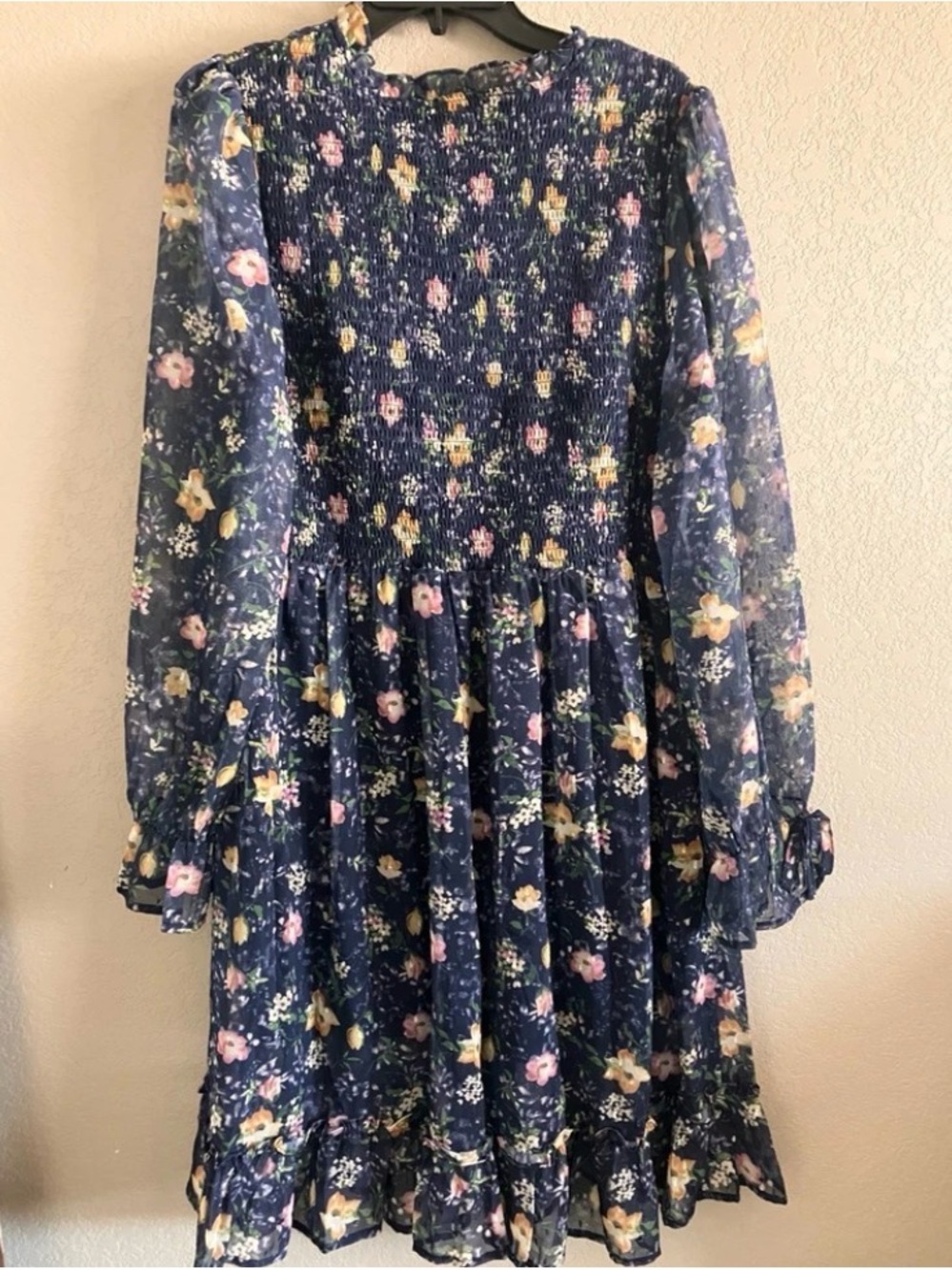 Chic Soul Midnight Train to Georgia Navy Floral Dress 3X Plus Smocked USA Made - Picture 8 of 8